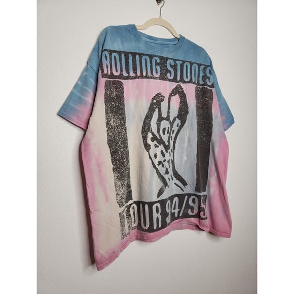 y2k Rolling Stones Art Band Concert Tour Tie Dye Shirt Oversized Grunge - Picture 2 of 5